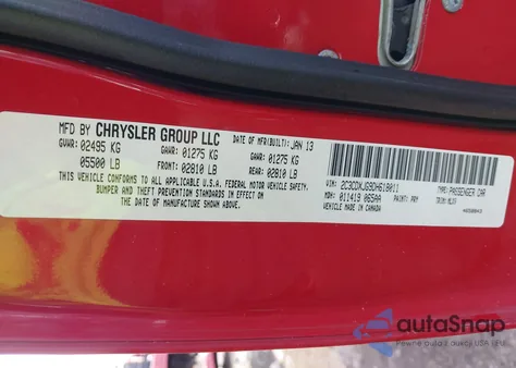 2013 Dodge Charger Sxt Plus из США, поврежденный, VIN 2C3CDXJG9DH618011